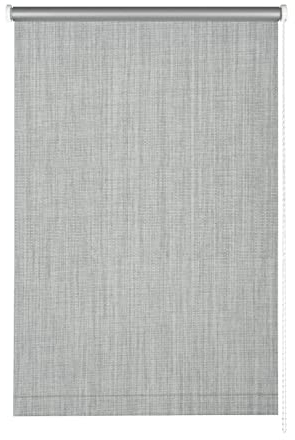 Gardinia Seitenzug-Rollo für Fenster, Mit Thermo-Rückseite, Hitzeschutz, Montage ohne Bohren, Energie sparen, Blickdicht, Lichtundurchlässig, Verdunkelung, Grau, 142 x 180 cm