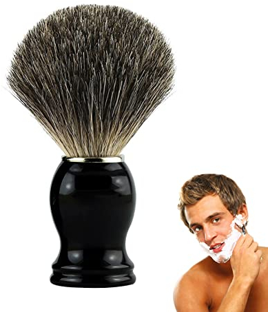 Badger Rasierpinsel–Premium Rasierpinsel–Hochwertigerhaarpinsel aus echtem Dachshaar–Griff aus schwarzem und Metallakzenten– für eine hautschonende und gründliche Rasur