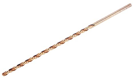 sourcing map M35 High Speed Steel Straight Shank Twist Extra Long Drill Bit, Gold Oxide 4mm Drill Diameter 160mm Length