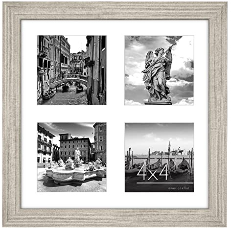 Americanflat Marco de fotos de collage de 10 x 10 pulgadas en madera flotante con cuatro aberturas de 4 x 4 pulgadas