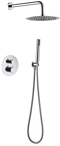 Imex GTD038 Ensemble de douche thermostatique encastré mural, kit de douche thermostatique encastré 2 voies Série Line Chrome