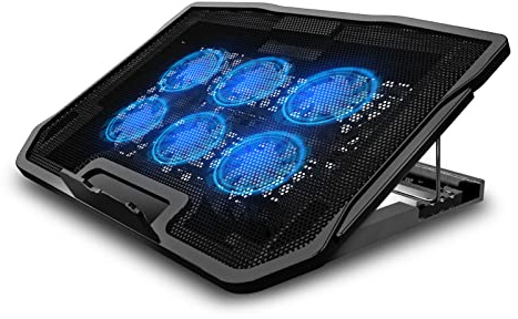 Gaming Laptop Cooling Pad Stand, Laptop Cooler with LED Light Dual USB Notebook PC Cooling Pad Computer Cooling Fan Stand