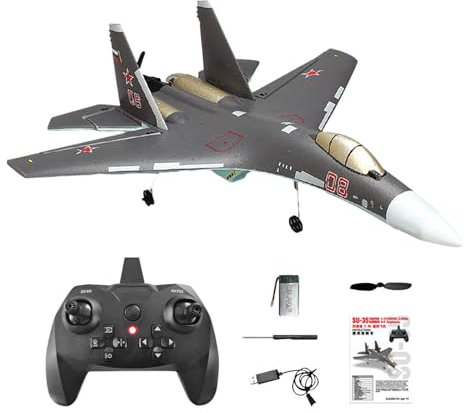 Perfeclan RC-Flugzeug, RC-Flugzeugkämpfer, professionelles Hindernisvermeidungsflugzeug, ferngesteuertes Flugzeug, 6-Achsen-Kampfjet für Kinder und Erwachsene, 1 Batterie mit Licht