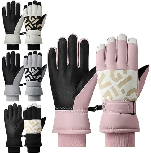 WATMHHJQ Guantes de esquí para Hombres y Mujeres, Guantes de Invierno para Calor, Estilo Pareja, Felpa y Engrosado, Resistencia al frío -40 ℃, protección contra el Viento y Salpicaduras, Guantes