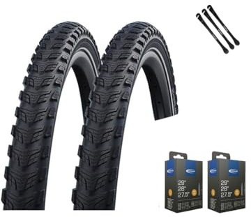 MSZweirad 2er Set Fahrradreifen Marathon 365 28 Zoll (47-622) Reflex + AV DV SV Schlauch und 3 Metall Reifenheber E Bike (28x1,75 Zoll (47-622), DV-Ventil Schläuche)