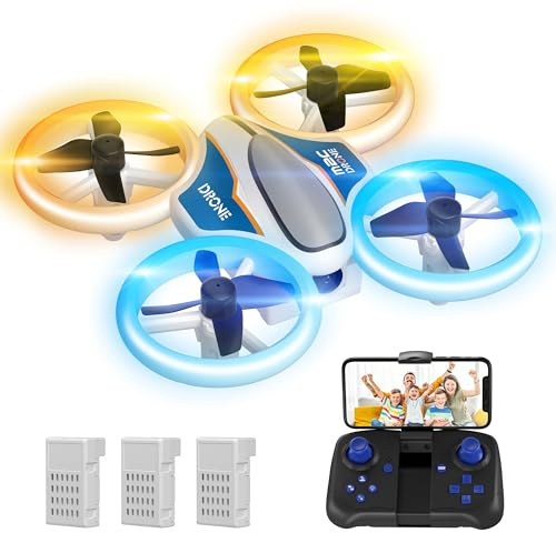 Mini Drone with 720P HD Camera for Kids and Adults, RC Quadcopter with LED Light, 3 Modular Batteries, Headless Mode, 3D Flips, Kids Drone Toys Gifts for Boys and Girls, M2C Orange