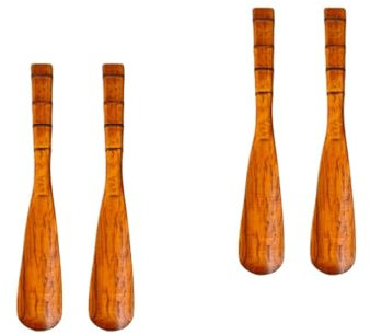 Healvian 4 Stück Herrenschuhe Horn Werkzeuge Schuhspanner Edelstahlschuh Schuhanzieher aus Edelstahl hölzerne Schuhanzieher Haushalt Schuhlöffel hölzerner Schuhanzieher Bambus