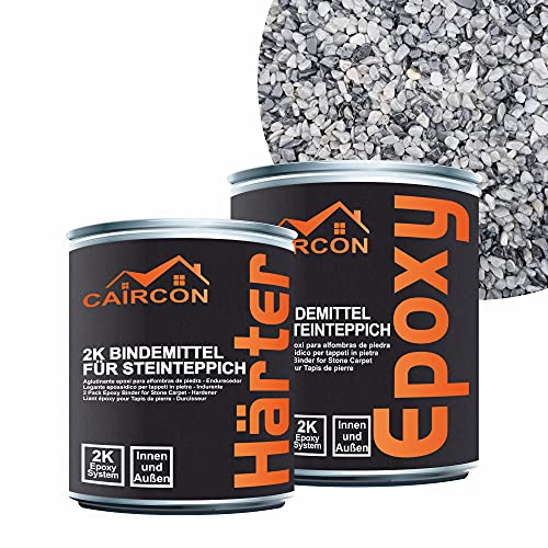 Steinteppich Set Epoxidharz Bindemittel Marmorkies 25Kg Grau - Grigio Cenere 1-4mm