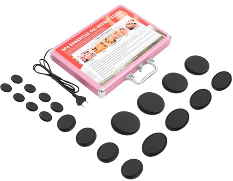Set massaggio con pietre calde, set di 20 pietre calde di basalto con scatola di riscaldamento portatile set di iniziazione al massaggio trattamento termico termale massoterapia relax