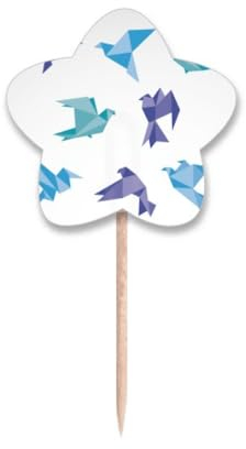 Colorido palillo de dientes con diseño de palomas, con etiqueta de estrella, palillos para cupcakes