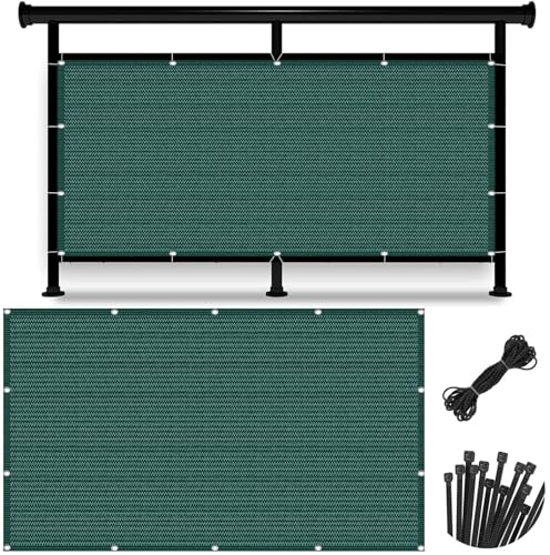 Garten Zaun Sichtschutz 70 x 525 cm Leicht Wind- Und Uv-Schutz Reißfest, 90% Beschattungsgrad mit Kabelbinder Balkonumspannungen Zaunblende, für Balkon Garten, Dunkelgrün