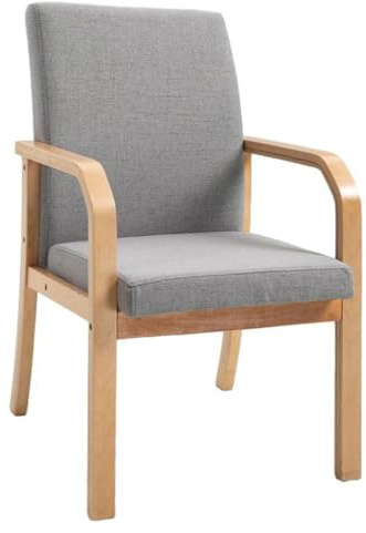 Widppsopt Esszimmerstuhl, Moderne Wohnzimmerstühle mit Armlehne, gepolsterter Stuhl für Esszimmer und Freizeit mit Holzbeinen für Zuhause, Küche, Schlafzimmer, Wohnzimmer (Farbe: GRAU)