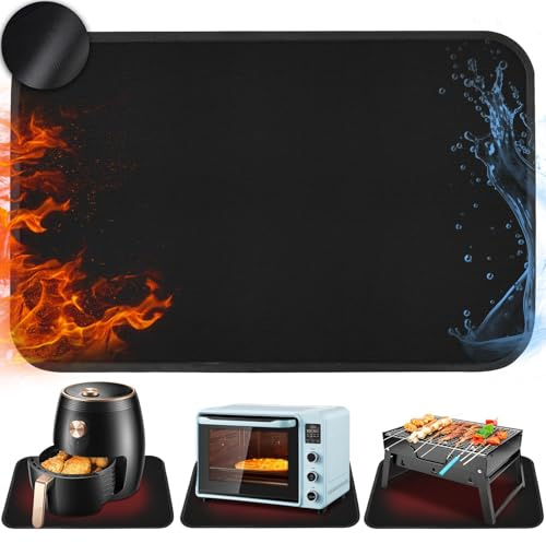 YQBFTC Feuerfeste Unterlage,60x80cm Hitzebeständige Unterlage für Luftfritteuse,Kaffeemaschine,Hitzeschutzmatte,Feuerfeste Silikonmatten Grillmatten für Tischplatte,Arbeitsplattenschutz für Mikrowelle