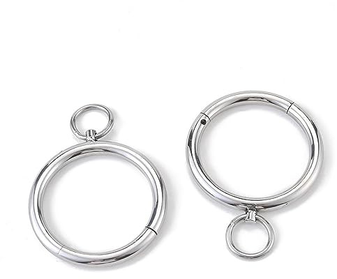 Soarvlorfy 1 Paar Stahl Solide 0,7 cm Dicke Handcuffs BDSM Bondage Fesseln Handgelenk Manschetten Runde Metall Sex Handschellen Erwachsene Spiel Erotik Sex Spielzeug für Paare,Silber,Frauen