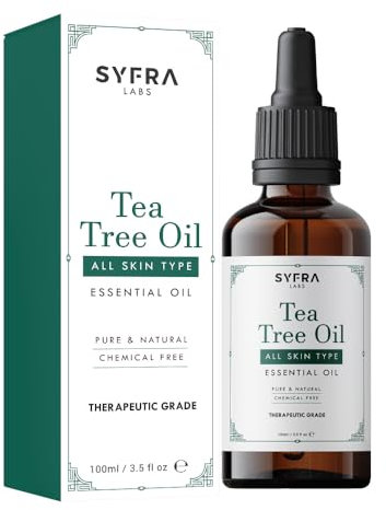 SYFRA LABS Tea Tree Oil - Antibacterial Nail Fungus Treatment, Antiseptic Topical Solution for Skin, Hair & Face - Premium Tea Tree Oil for Skin & Tea Tree Essential Oil