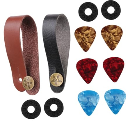 WESIEVYA Gitarren-zubehör Mit Plektren Und Rutschfesten Gurtsicherungen Langlebige Gitarren Kopfband-straps in Schwarz Und Braun Praktisches Gitarrenzubehör Für Akustikgitarre Und Ukulele