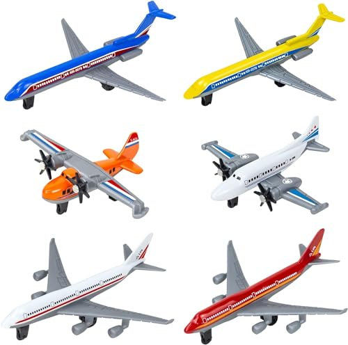 Hymaz Spielzeug Flugzeug 6 Pack, Diecast für Jungen Alter 3 4-7 8-12, Legierung Flugzeuge Modell/Gleiter Flugzeuge/Airlines Flugzeug Spielzeug für Kinder Geburtstag