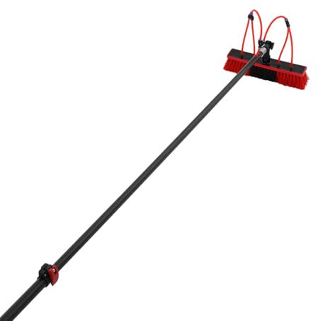 HPDTZ Barre de nettoyage de fenêtre avec tête de brosse - Barre réglable pour nettoyage des fenêtres et du toit - Avec tuyau d'eau - Tête de brosse rotative pour fenêtres et façades hautes (rouge