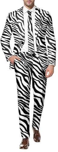 DUHENWU Americana de leopardo para hombre, chaqueta de traje de negocios, corte regular, chaqueta con un botón, abrigos deportivos de ocio, chaqueta de solapa elástica, traje de boda, corte regular,