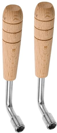 Yardwe Harfenstimmschlüssel für Leiersaiten 7mm Sechseckig mit Ergonomischem Holzgriff 2 Stück und Edelstahl zum Stimmen von Saiteninstrumenten