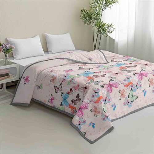 Odot Edredón Verano Cama 90 135 150 180, Edredon Acolchado Reversible Ligero Suave Colcha Verano y Primavera Transpirable Cubrecama para Manta de Dormitorio, Moderno Clásico (Mariposa,120x150cm)