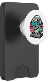 Tocadiscos DJ Dino Funny Music Lover Dinosaur Vibes PopSockets PopWallet para MagSafe