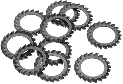 QUARKZMAN 10Pcs Rondelles Frein À Dents Externes, Rondelles Frein Crantées En Acier Carbone M22 Pour Vis Boulon Fixations Équipement Mécanique, Noir