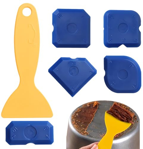 KEPYATI Spatole Per Silicone Set 6 Pz. - Rimuovi Silicone Spatola - Giunti Perfetti Grazie A Bordi Molto Dritti - Ideale Per Sigillanti Come Acrilico E Silicone