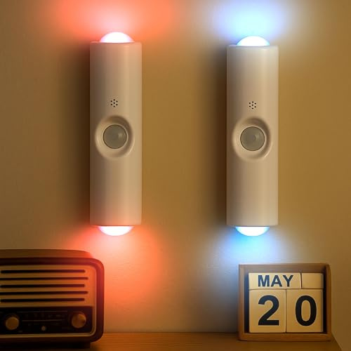 Kertaym Nachtlicht Mit Bewegungsmelder, 2 Stück Magnetische LED Nachtlicht, 3 Modi Bewegungsmelder Licht, Schlafzimmer, Küche, Badezimmer (Weißes Gehäuse mit RGB-Ambientebeleuchtung)