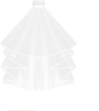 Hochzeit Brautschleier,Schleier Kurz Elegent Braut Bridal Tüll mit Kamm Braut Haarschmuck Weiß,Hochzeitsschleier Kurzer Schleier 60–80 cm,für Junggesellinnenabschied Kostüm,Mädchen,Party,Hochzeit