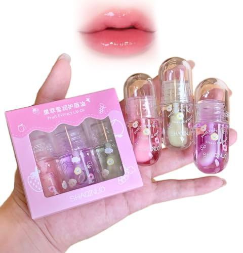 CWED 4 Stück Feuchtigkeitsspendender Lipgloss und Lip Stain, Bis zu 12 Stunden Pflege, Hydrating Gloss Stain, Juicy Lipgloss Bubblegum Bomb(A)
