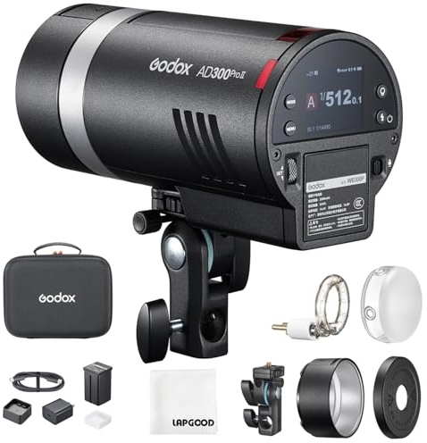 GODOX AD300 Pro II AD300Pro II Outdoor Flash AD300PROII 300Ws Studio Flash | Monolight 2.4G 1/8000 HSS Recycle Time 0.01~1.5s,12W Bi-Color Modeling Light,(AD300Pro Upgraded)