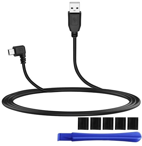Ucfalfo Mini USB Cable 3.5m, 90° Left Angle Dash Cam Cable with Pure Copper Wires, 3.5mm USB to Mini USB Power Only Cord for Dash Cams, MP3/4, Gps Navigators and Car Installations（Left Angle）