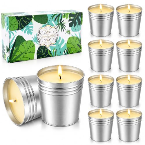 Citronella Kerze Outdoor, 8 Stück Zitronella Kerzen Draußen | Outdoor Kerze Natürliches Sojawachs Kerzen Set, 160 Stunden Brenndauer für Innen und Draussen, Garten, Picknick, Camping