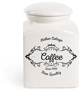 Excelsa Fine Quality Barattolo caffè, Ceramica, Bianco Avorio, capacità: ml.700