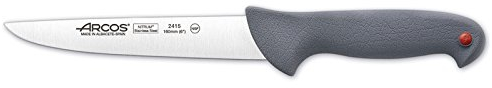 Arcos Serie Colour Prof - Caja 6 uds Cuchillo Carnicero - Hoja de Acero Inoxidable NITRUM de 160 mm - Mango de Polipropileno recubierto de Elastómero Color gris (6 UDS)