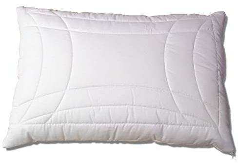 Mitwachsendes Kinderkissen in 40x60 cm mit höhenverstellbarer Kugelfaser Füllung im separaten Innen - Kissen und unterstepptem Tencel - Bezug als Baby - Flachkissen - Made in Germany