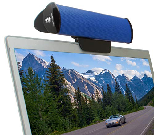 GOgroove SonaVERSE Altavoces USB para Computadora Portátil - Mini Barra De Sonido Alimentada por USB con Diseño De Altavoz Externo con Clip para Monitor, Un Cable para Audio Y Alimentación (Azul)