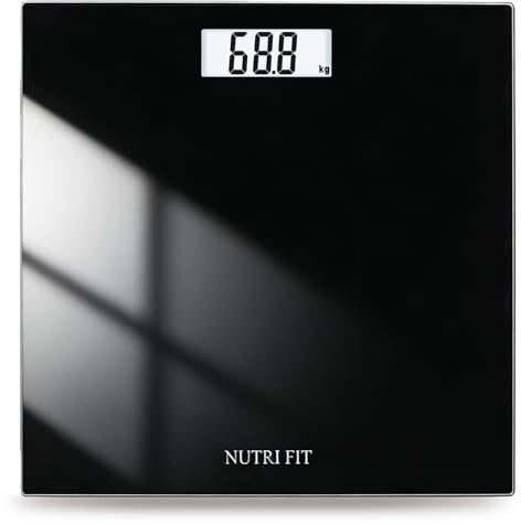 NUTRI FIT Digital Bathroom Scale Body Weight Scales 400 lbs Ultra Slim Most Accurate for Gym Yoga Studio with Large Backlit Display, Black