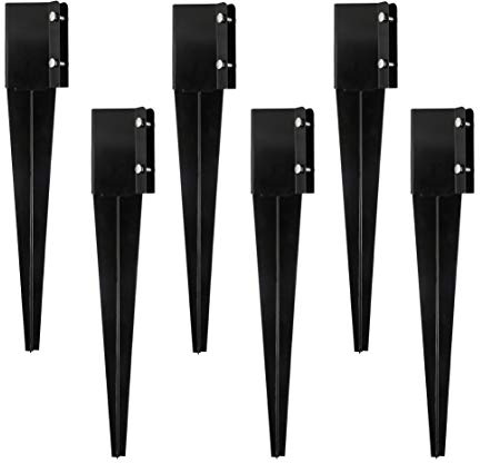 Sekcen 6 Pcs Fence Post Anchor Ground Spike 4x4 Metal Post Stake 24 Inch for Mailbox Deck Railing Black