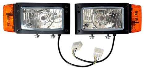 MelTruck® 2x H4 Scheinwerfer mit Blinker 12V f. Radlader Baumaschinen Bagger JCB Merlo L+R