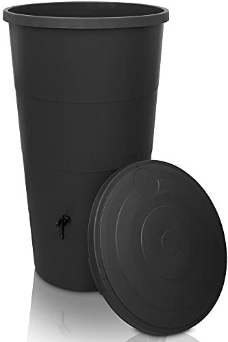Yourcasa Serbatoio Acqua 200 litri [incluso raccoglitore di pioggia] Cisterna acqua piovana con rubinetto e coperchio – Serbatoio acqua piovana giardino - raccolta acqua piovana (antracite)…