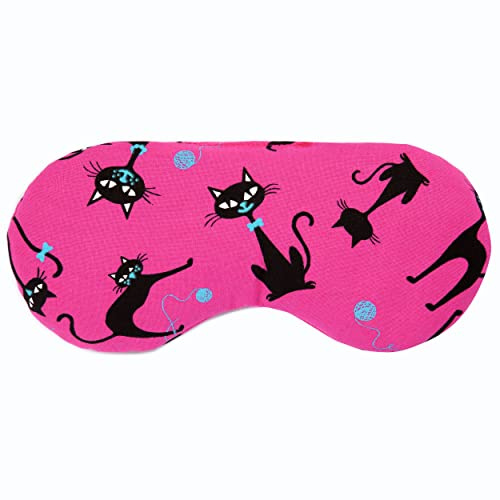 Augenkissen, als Kühlmaske & Kühlkissen für die Augen. Die natürliche Alternative zur Gel-Augenmaske mit Leinsamen - Farbe: Katzen-Pink