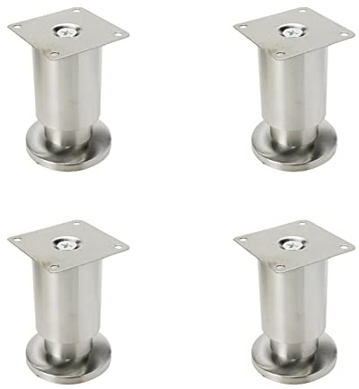 Bitray 4-inch Furniture Legs Matte Silver Stainless Steel Sofa Legs Adjustable Furniture Feet - 4pcs