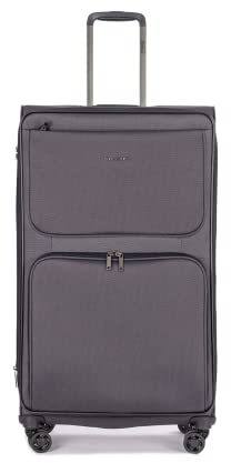 Stratic Bendigo Light + Koffer Weichschale Reisekoffer Trolley Rollkoffer groß, TSA Kofferschloss, 4 Rollen, Erweiterbar, Größe L, Schwarz