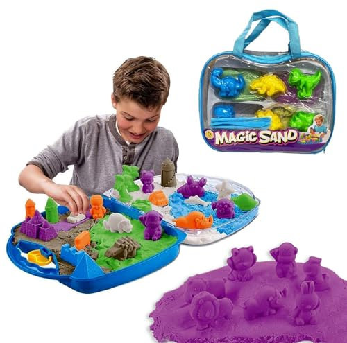 Xwin Magic Sand Play Set 1000g with Carry Bag and Accessories Shape Molds, Fun Gifts Toy for Boys and Girls, Make Your Own Craft Activity for Boys and Girls Ages 3+ Years