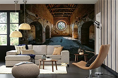 Vlies Fototapete ALTE VERLASSENE BURG 375 x 250 cm (inkl. Kleister) - Vlies Tapete, Wandtapete, Wandbilder - Tapete für Wohnzimmer Schlafzimmer, Büro, Küche - Montagefertig