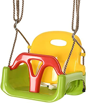 Outsunny Columpio para Bebés 3 en 1 con Respaldo Desmontable Cuerdas Ajustables y Barra en T Columpio Infantil para Niños de 9-36 Meses para Uso en Interiores y Exteriores 42x33x120-180 cm Verde