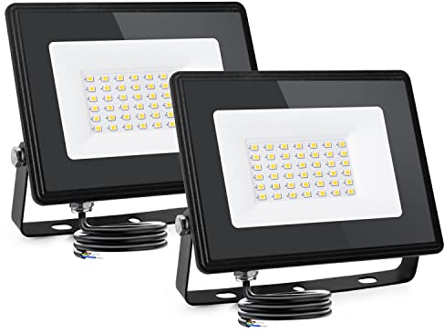 Aigostar Foco Led Exterior 30w 2450 lúmen，Impermeable IP65，Proyector LED Exterior Blanco Natural 4000 K para Jardín，Patio，Garaje，Parque ，2 piezas
