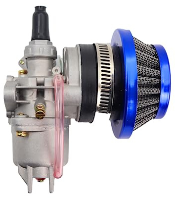 Viviance Vergaser Vergaser Carby + Stahl 44mm Luftfilter + Stack kompatibel mit 47cc 49cc Mini Moto Dirt Pocket Bike ATV Quad Go Kart Minimoto - Blauer Filter
